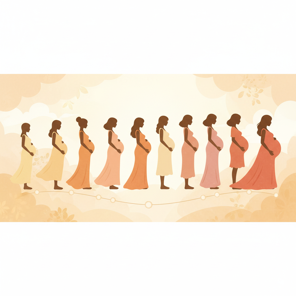 孕妇网整理孕期进度表：看孕妇图片十月图片对比肚子变化有多大 - 母婴育儿封面图